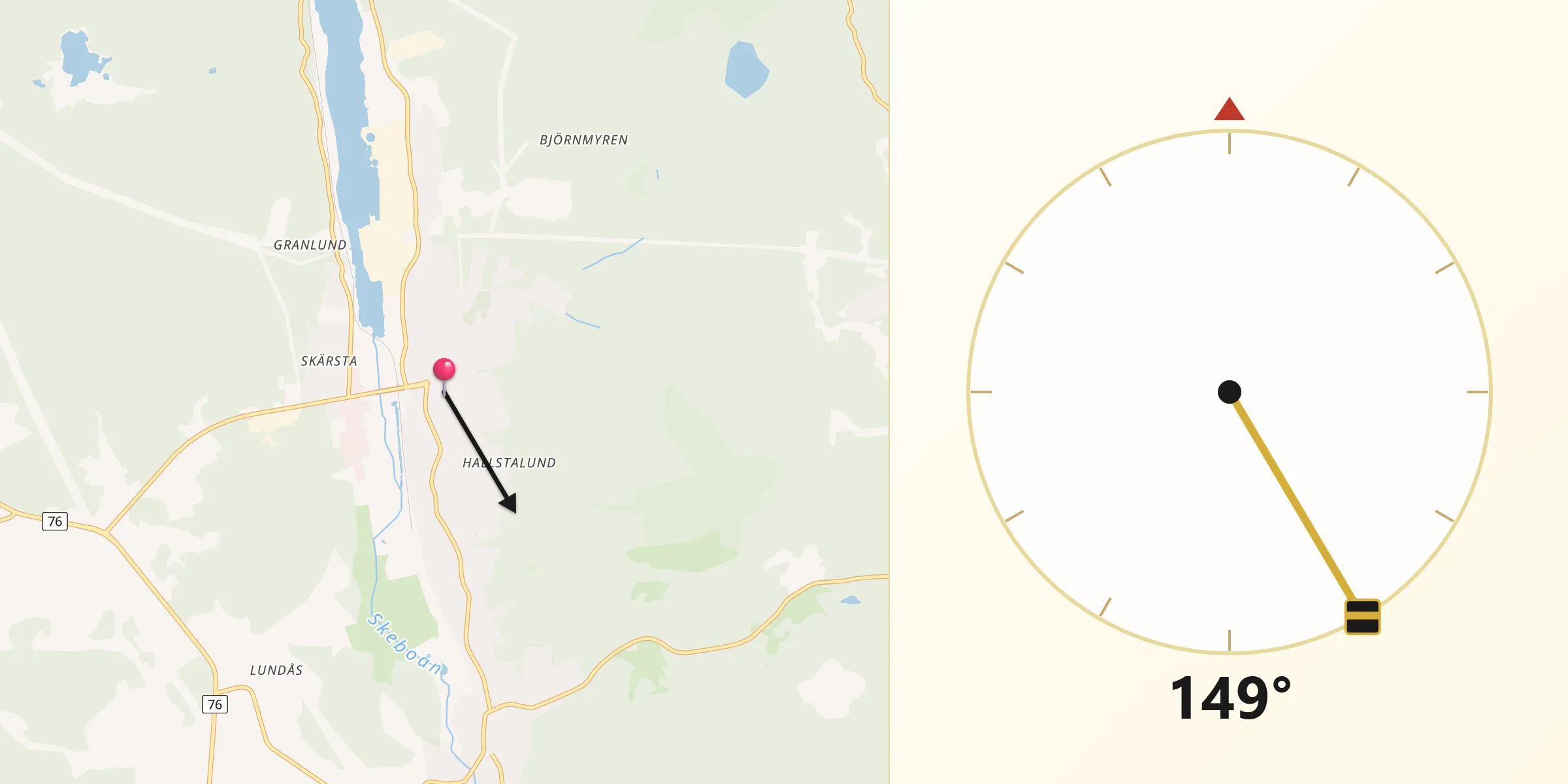 Qibla Riktning från Hallstavik