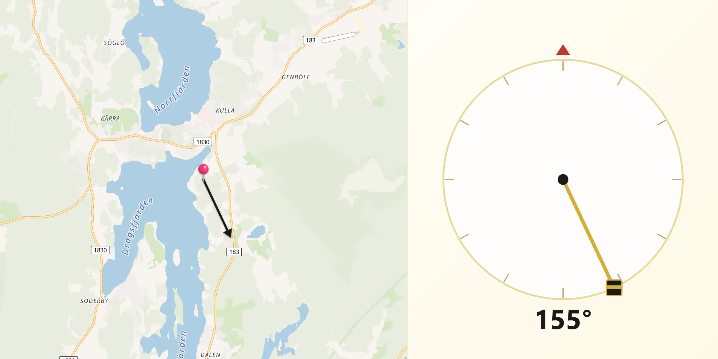 Qibla Riktning från Dragsfjärd
