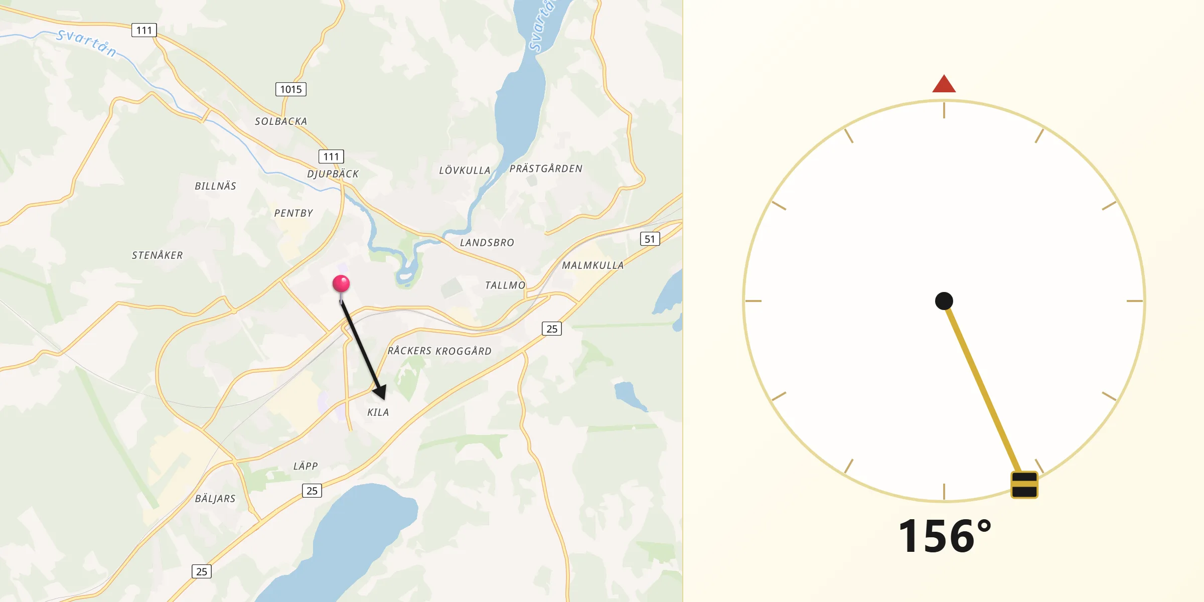 Qibla Riktning från Karis