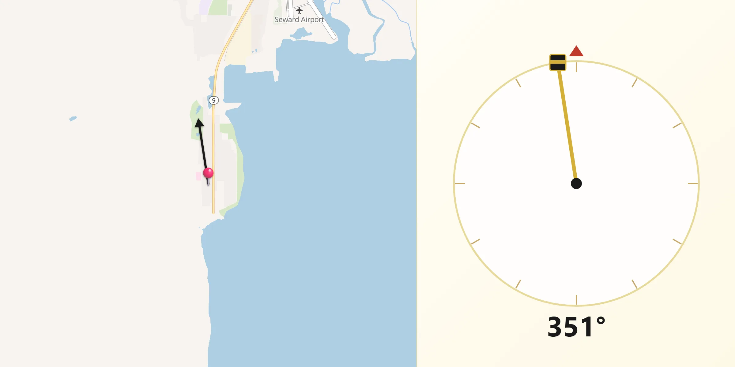 Qibla Direction from Seward