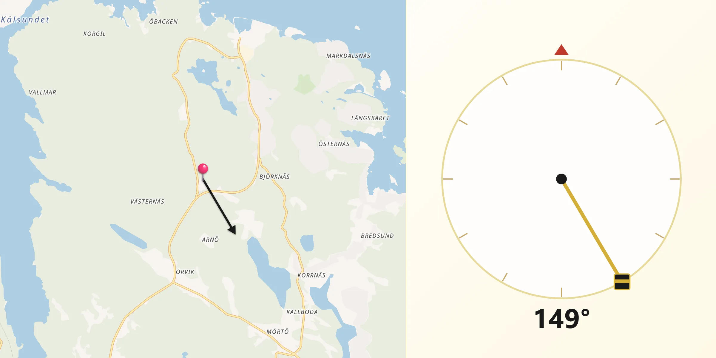 Qibla Riktning från Arnö