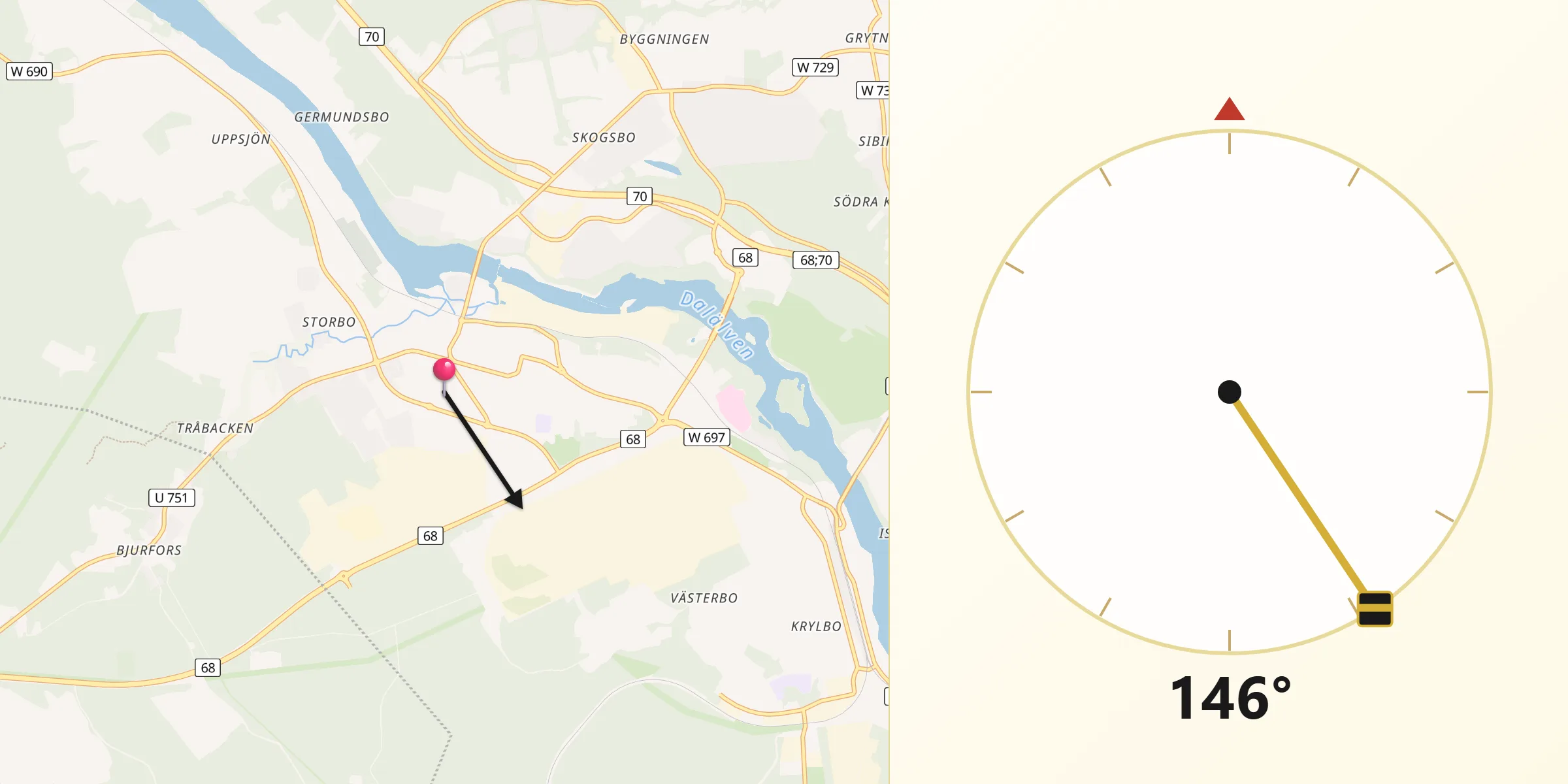 Qibla Riktning från Avesta