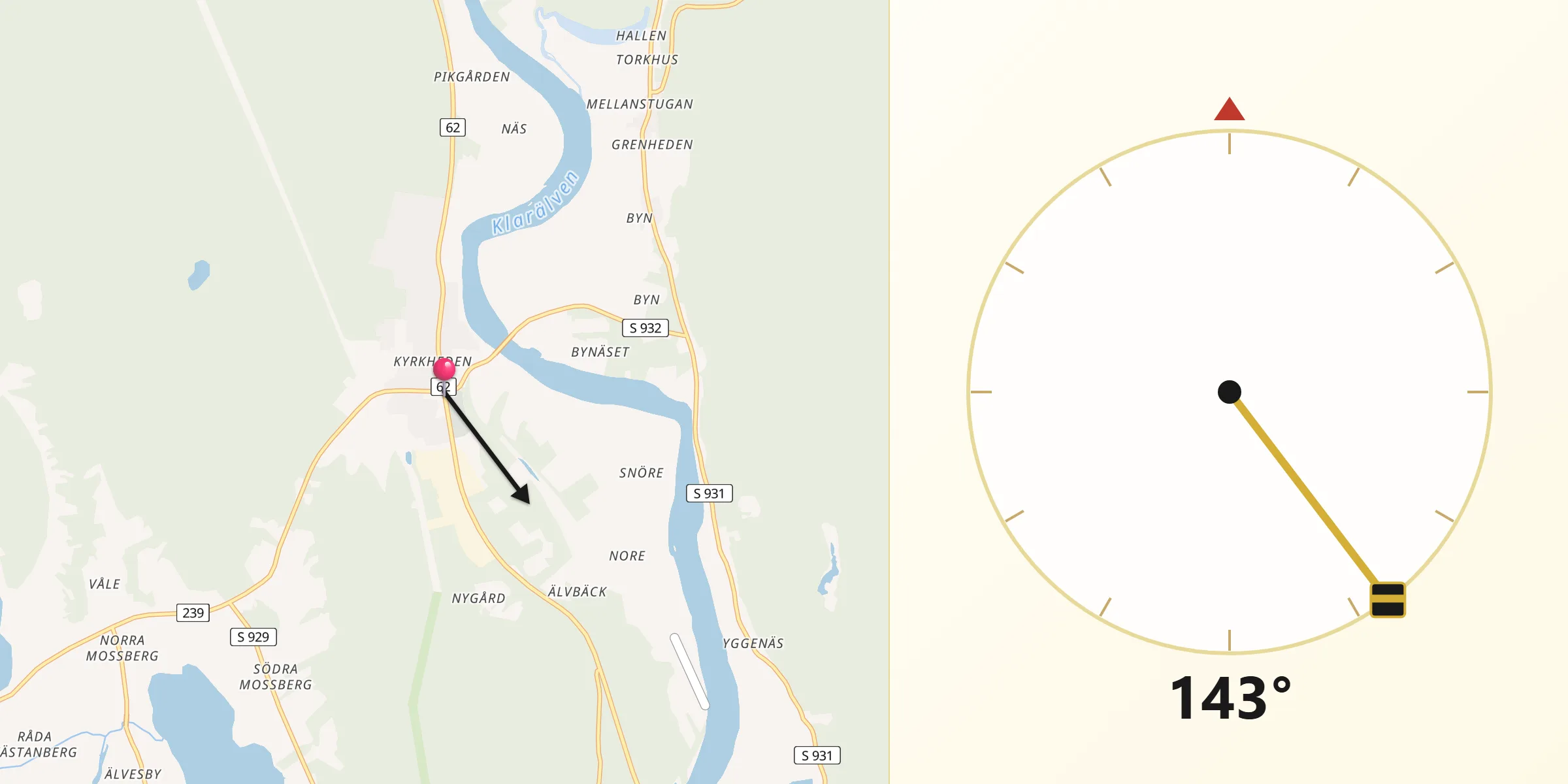 Qibla Riktning från Ekshärad