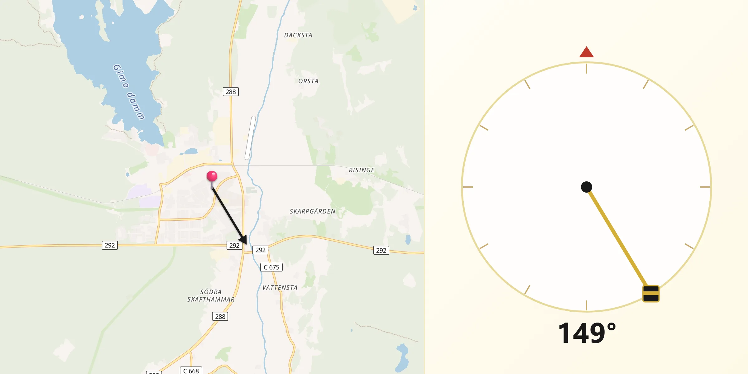 Qibla Riktning från Gimo