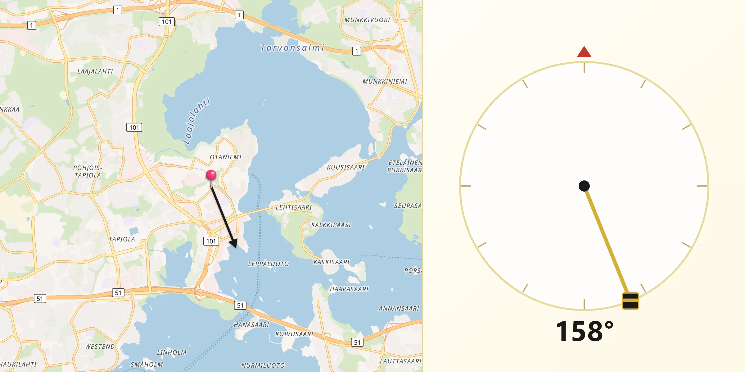 Qibla Riktning från Otaniemi