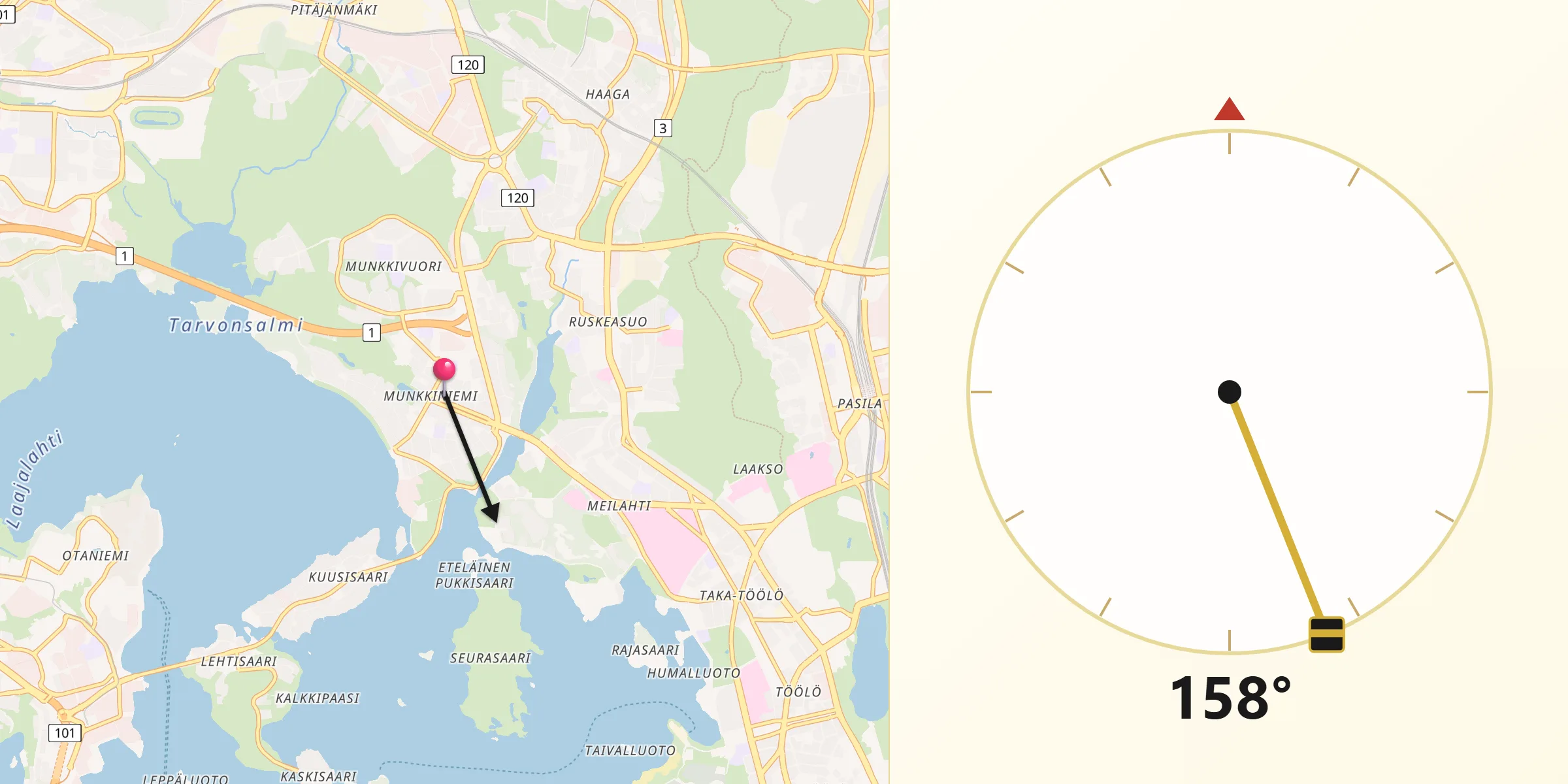 Qibla Riktning från Munksnäs