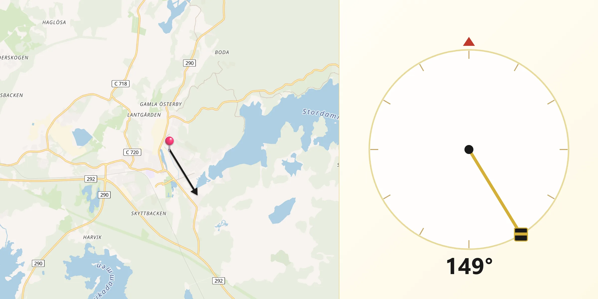 Qibla Riktning från Österbybruk