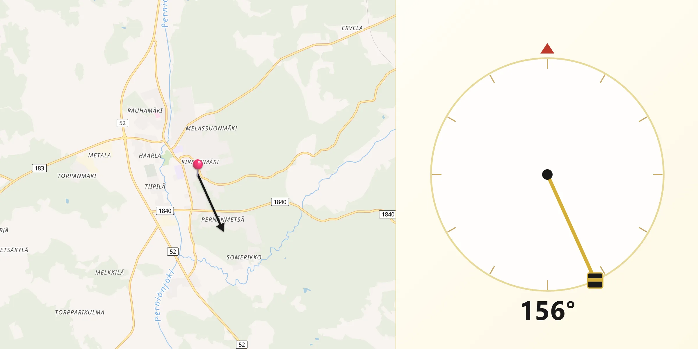 Qibla Riktning från Perniö