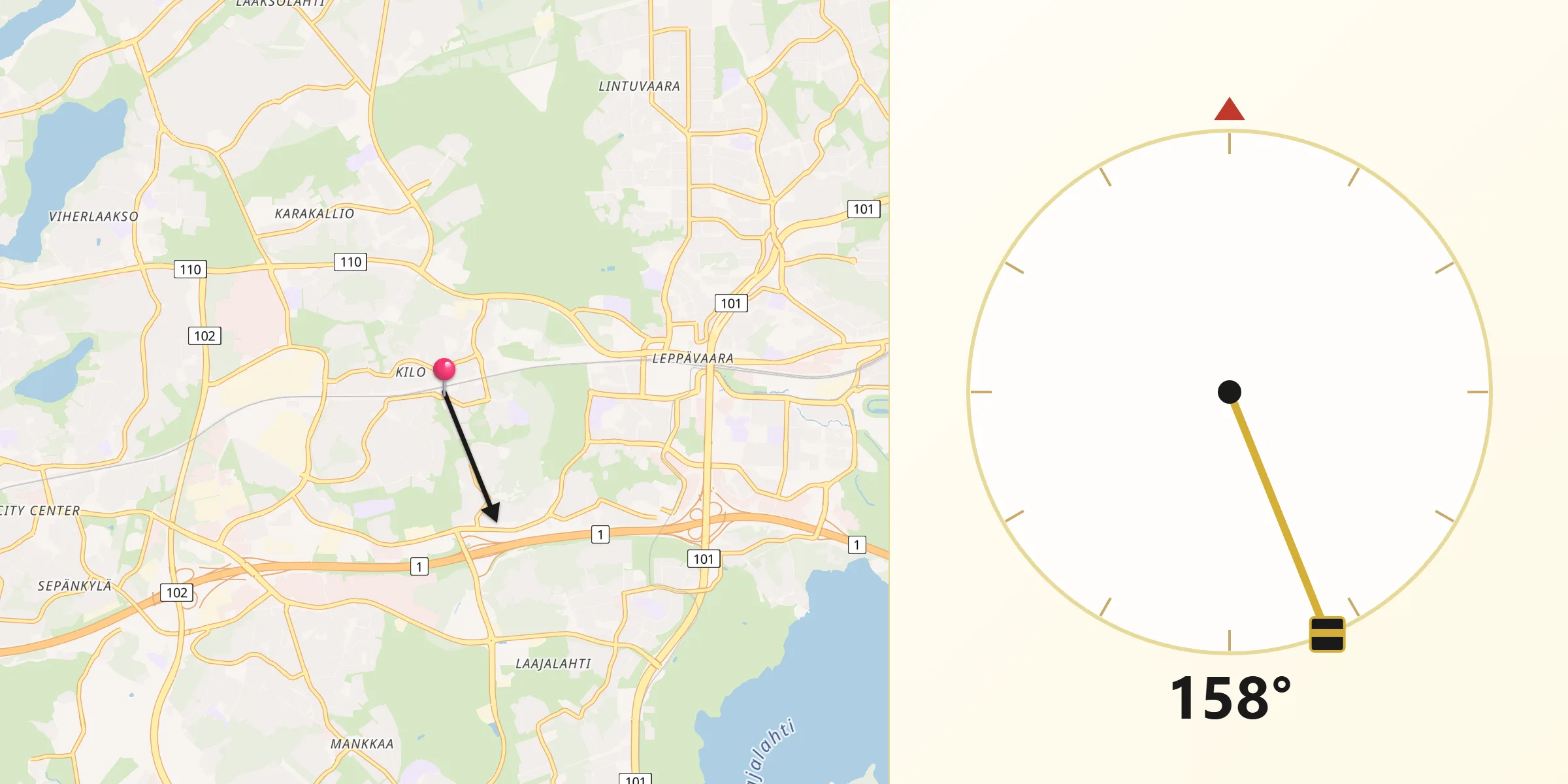 Qibla Riktning från Kilo
