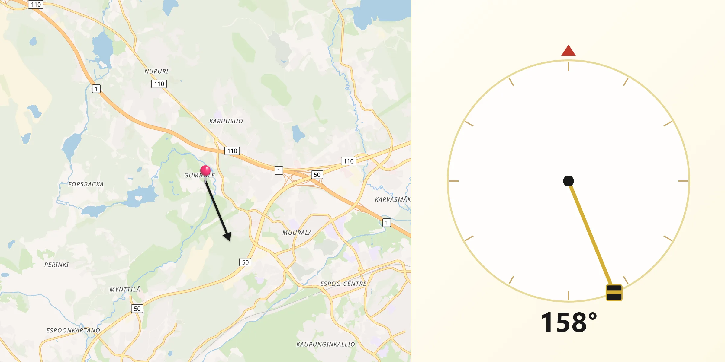 Qibla Riktning från Gumböle