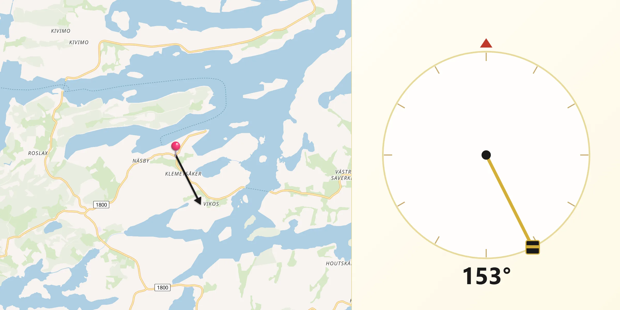 Qibla Riktning från Houtskär