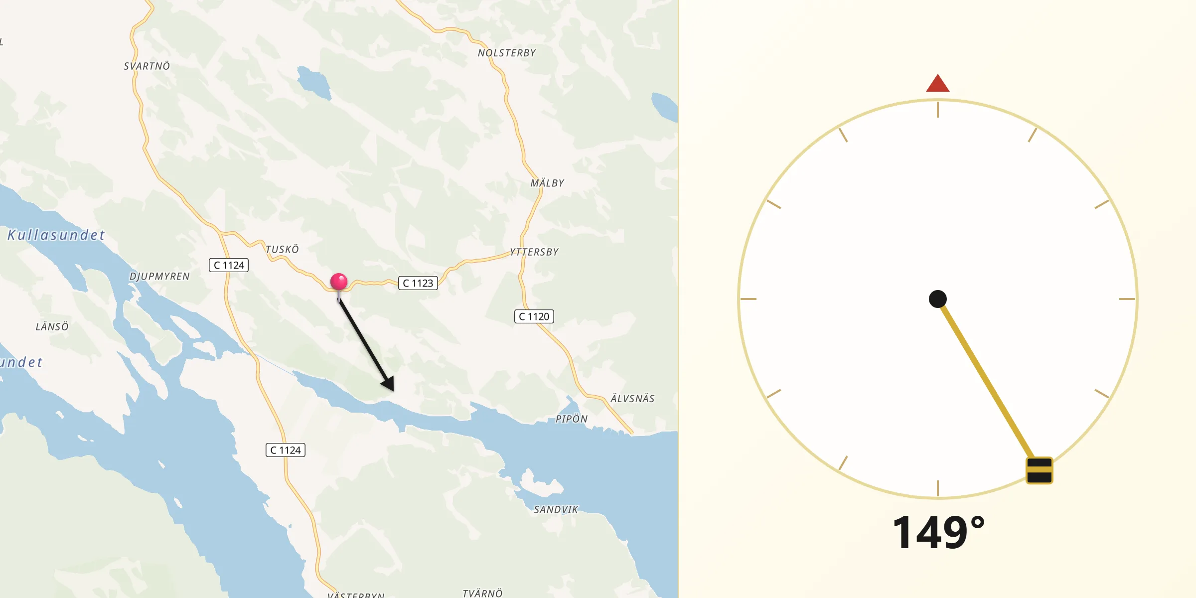 Qibla Riktning från Marieberg