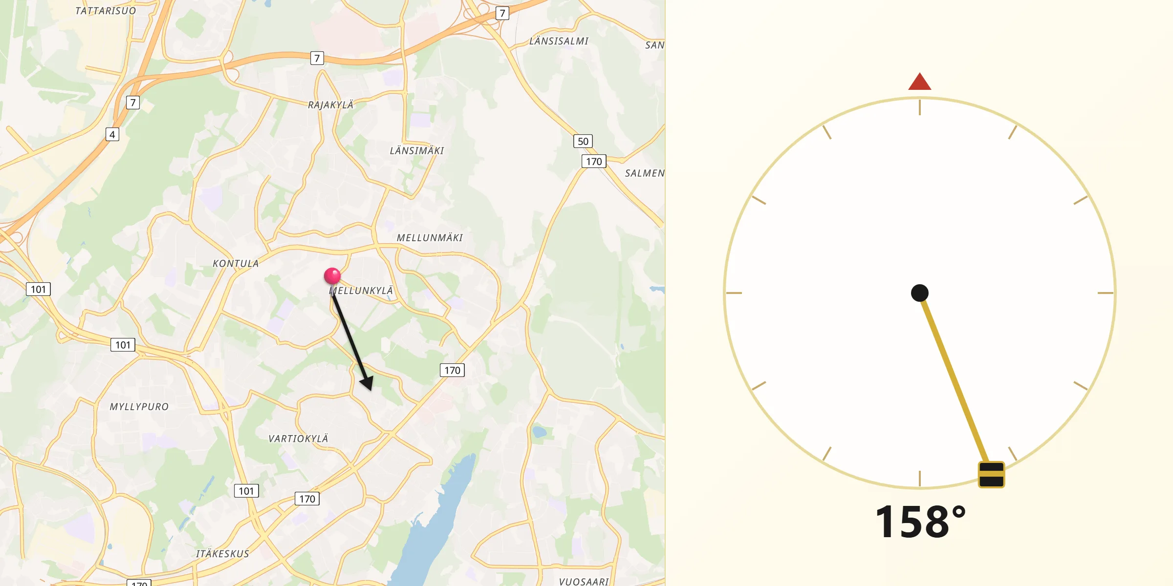 Qibla Riktning från Mellungsby