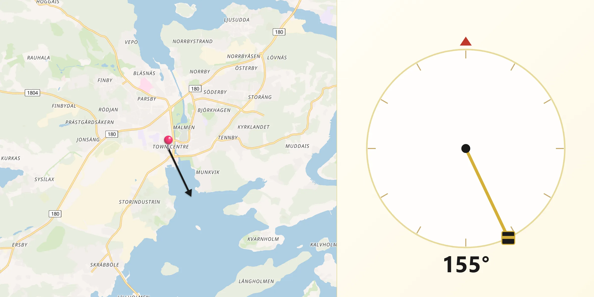 Qibla Riktning från Väståboland