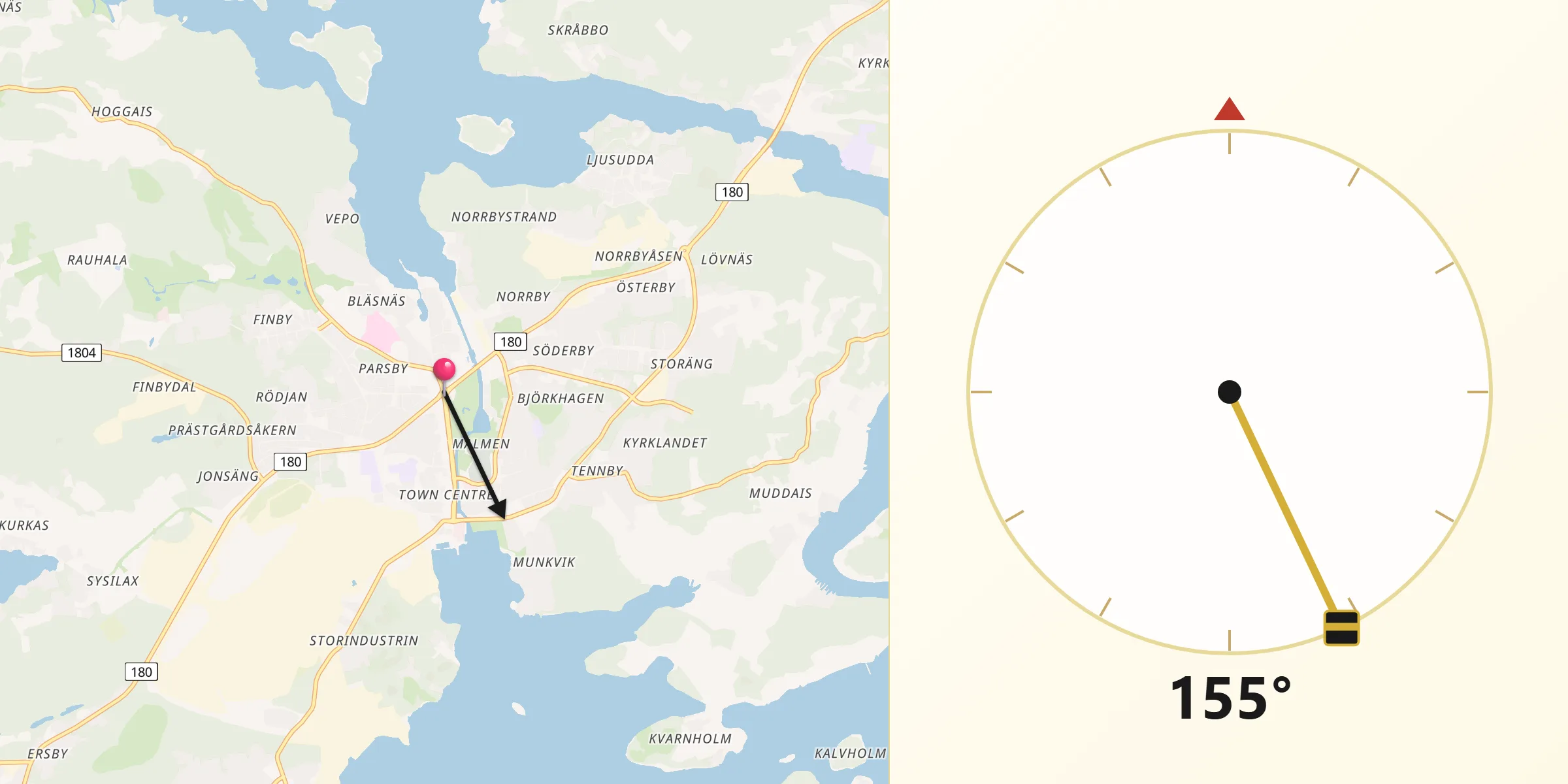 Qibla Riktning från Pargas