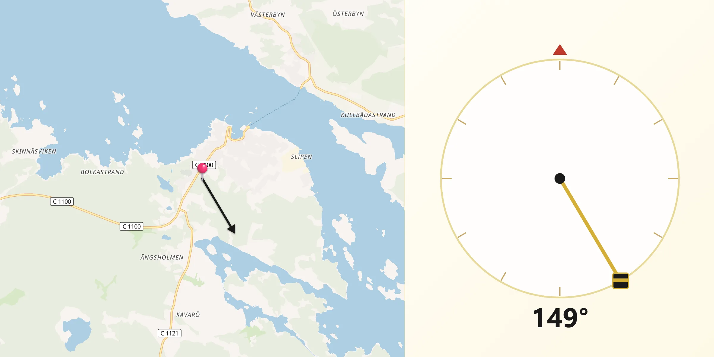 Qibla Riktning från Öregrund