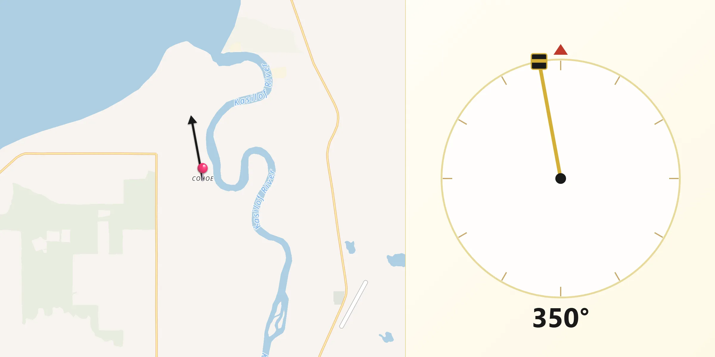 Qibla Direction from Cohoe