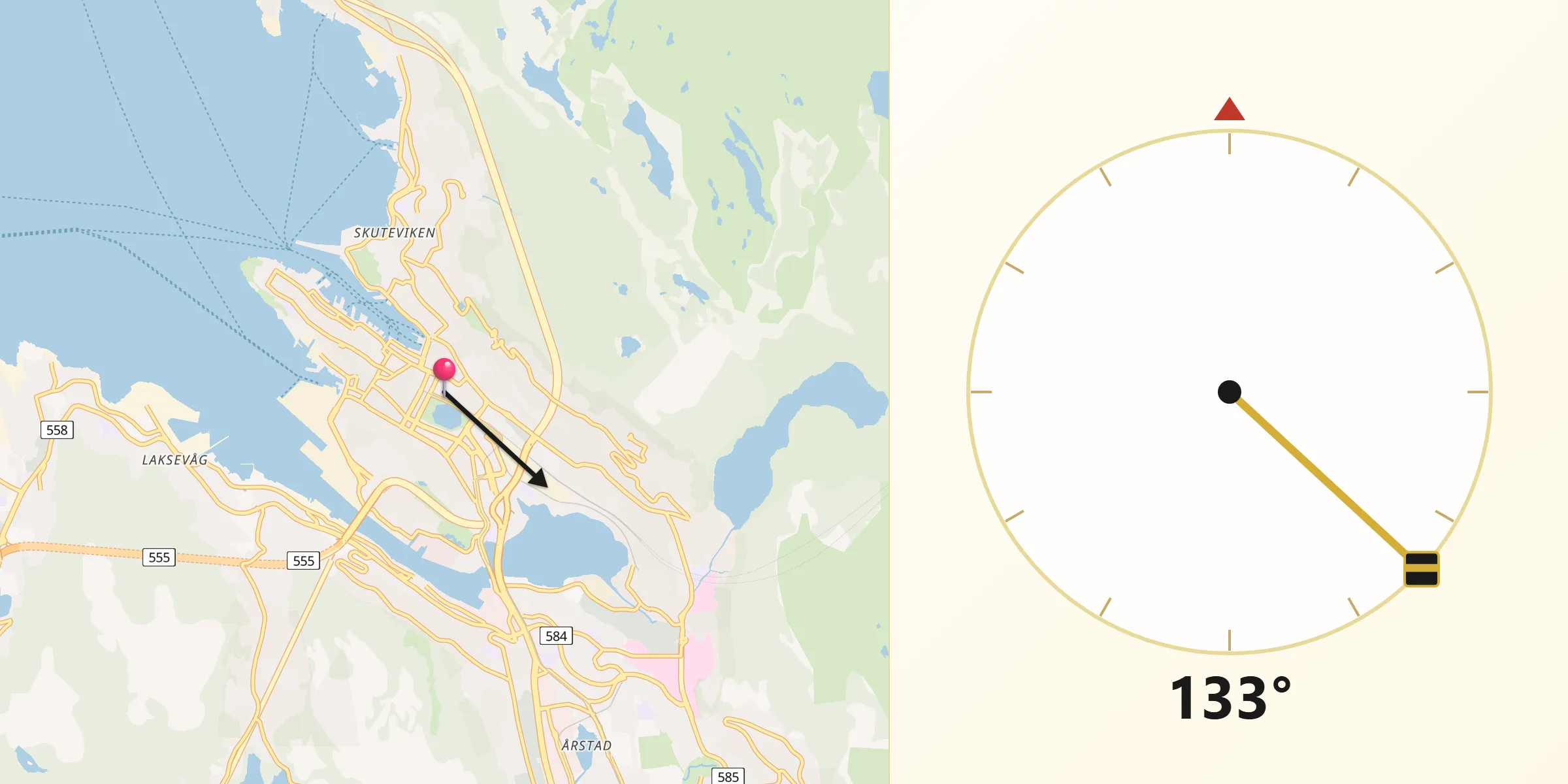 Qibla Riktning från Bergen