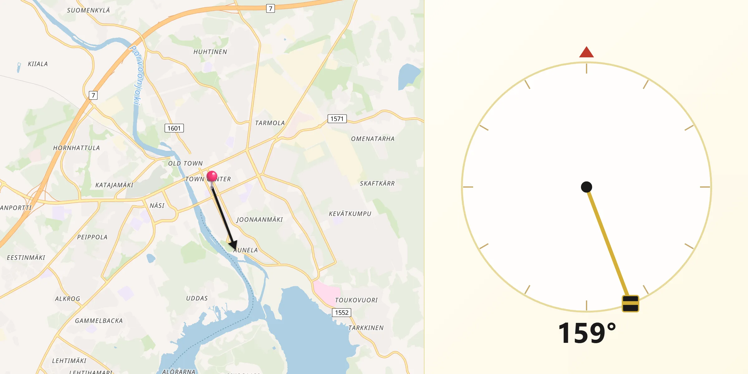 Qibla Riktning från Borgå