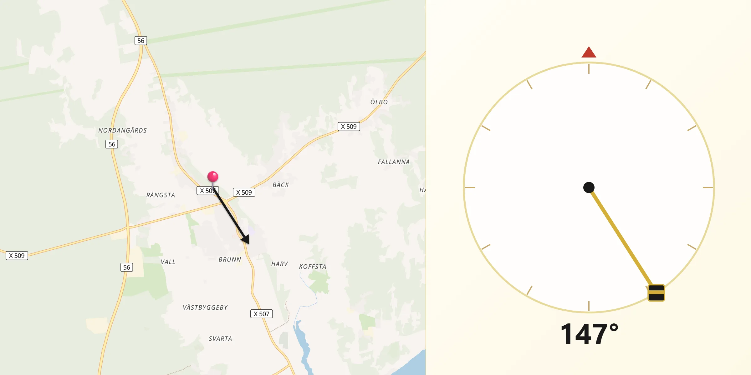 Qibla Riktning från Hedesunda