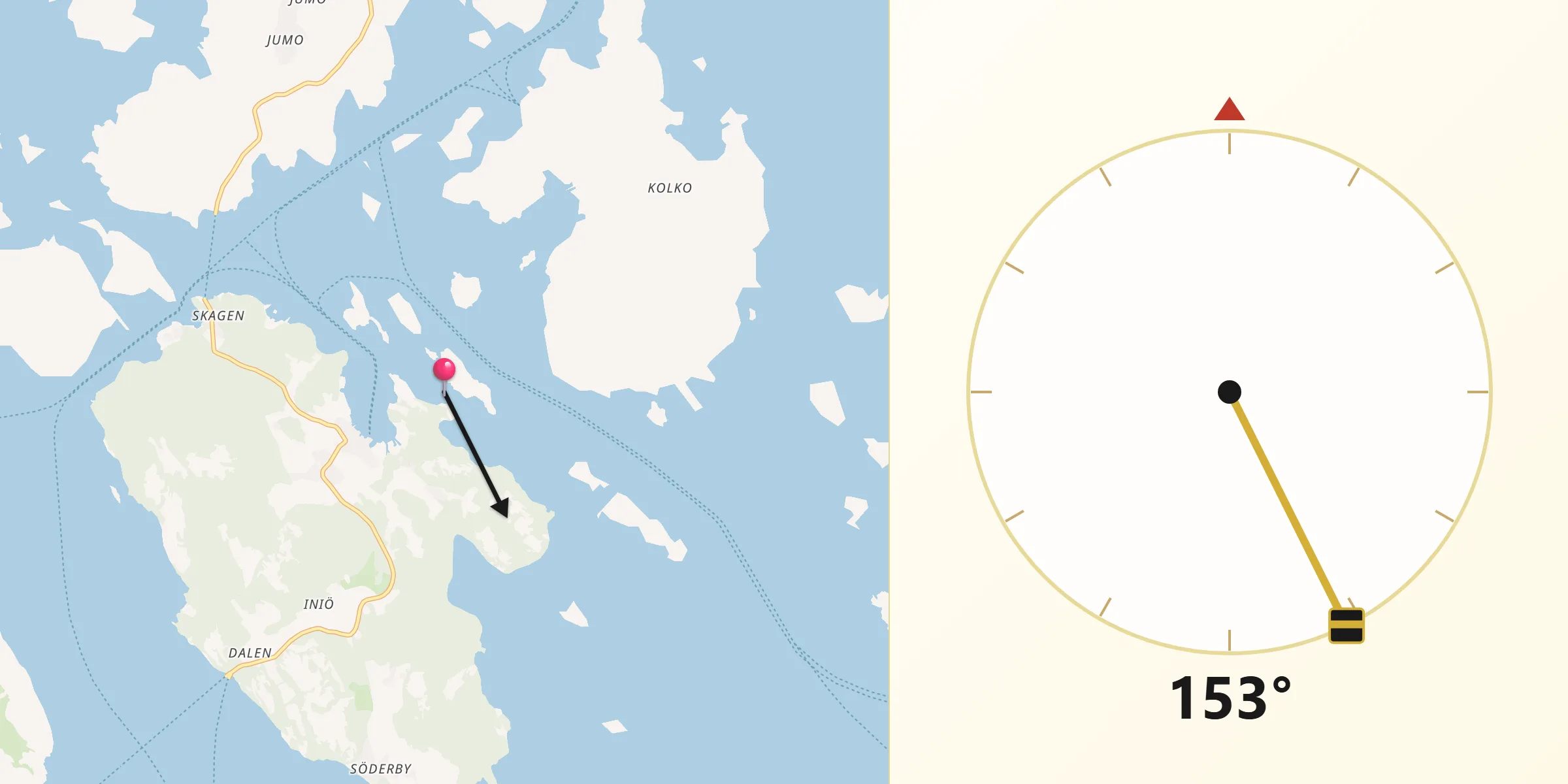 Qibla Riktning från Iniö