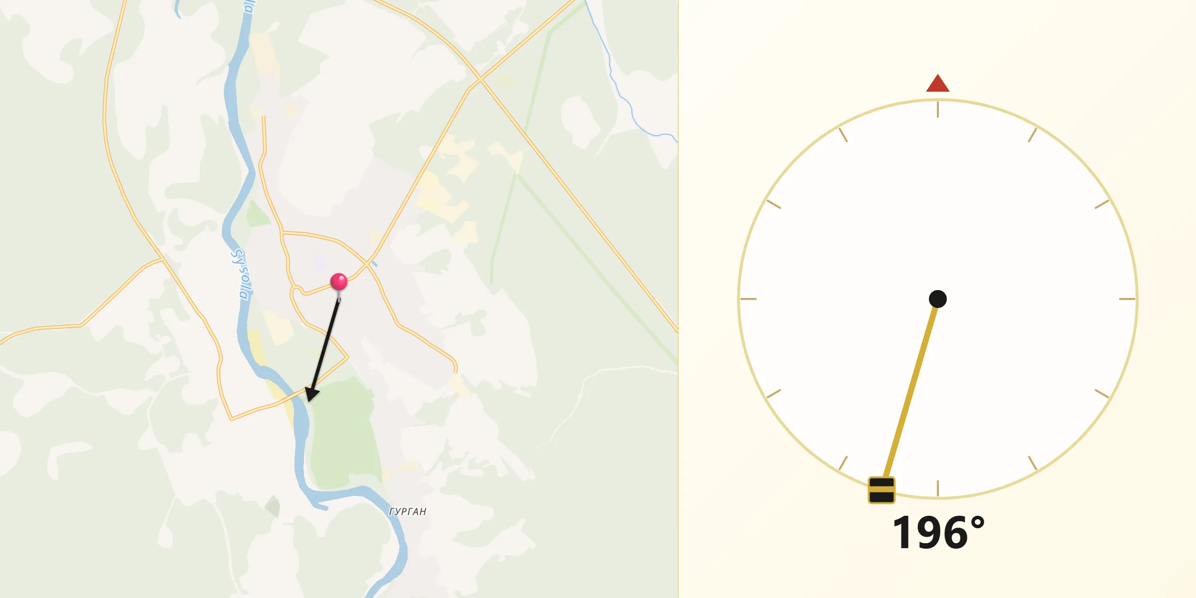 Направление Киблы из Койгородок