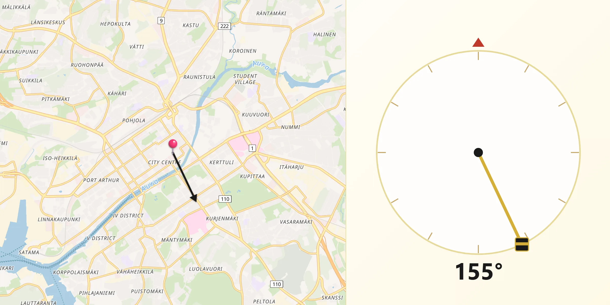 Qibla Riktning från Åbo