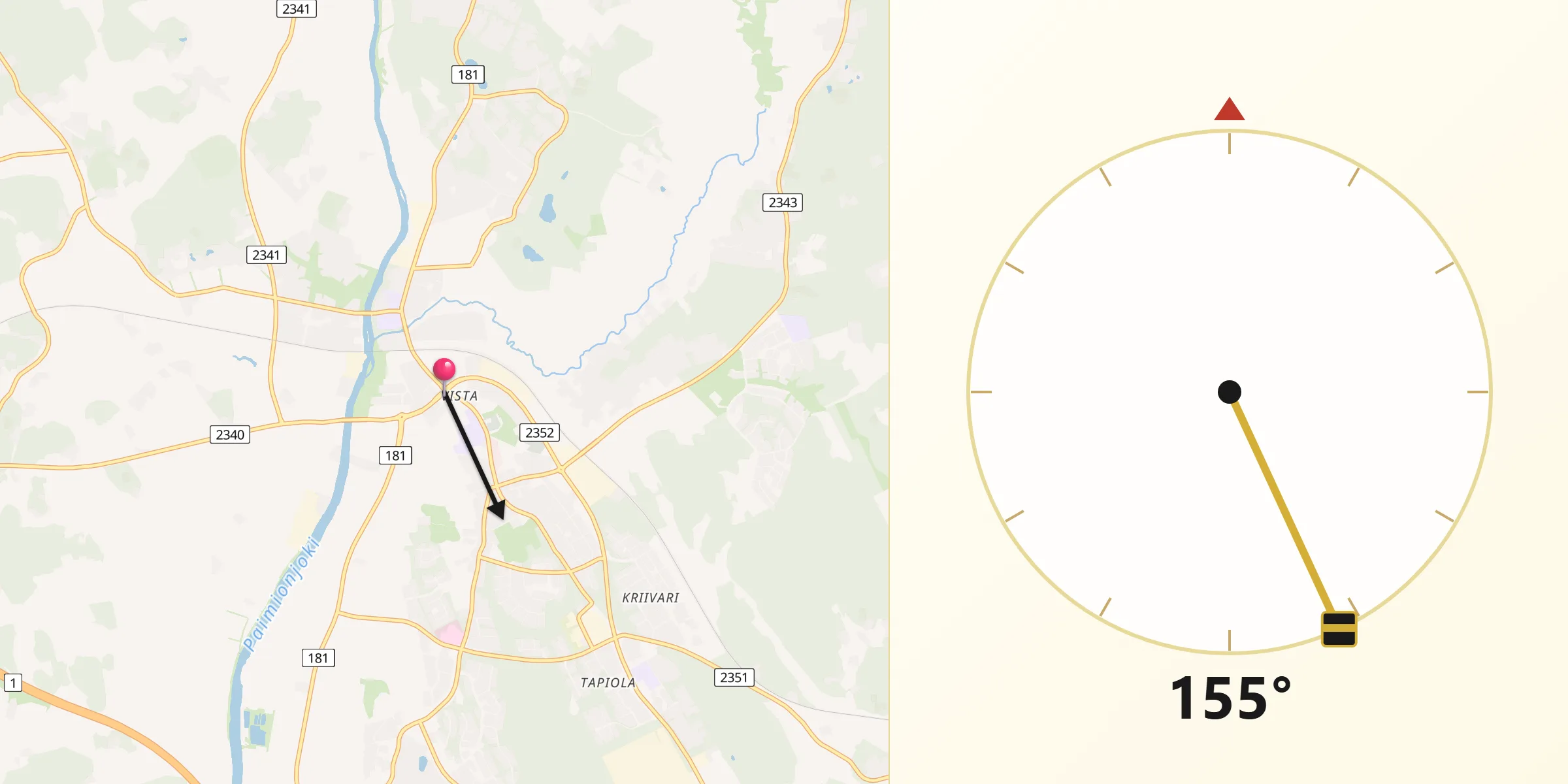 Qibla Riktning från Paimio