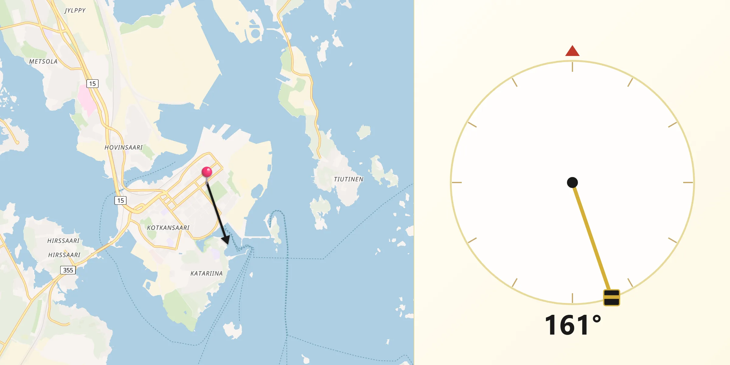 Qibla Riktning från Kotka