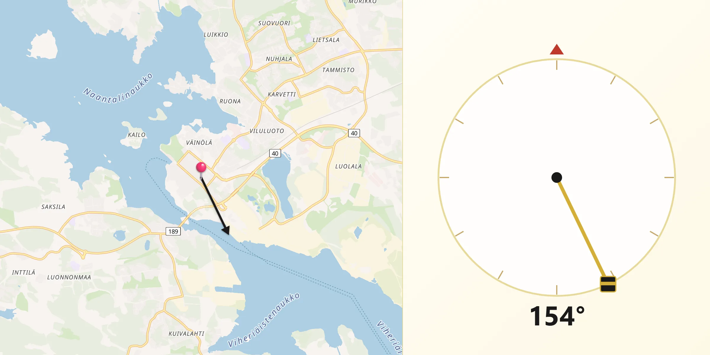 Qibla Riktning från Nådendal