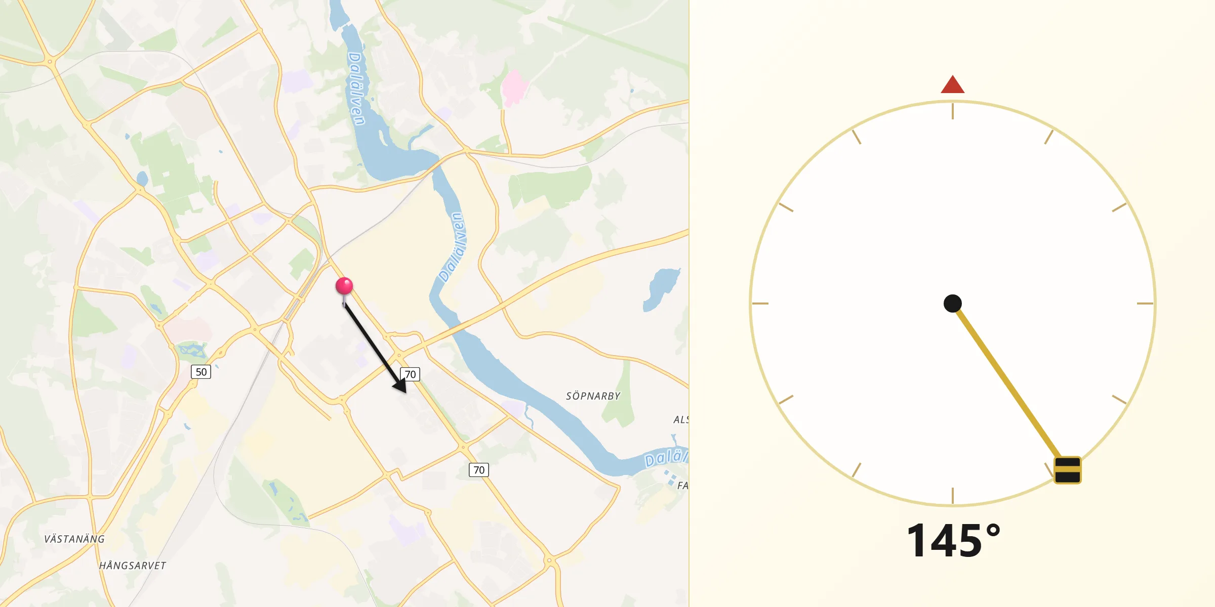 Qibla Riktning från Borlänge