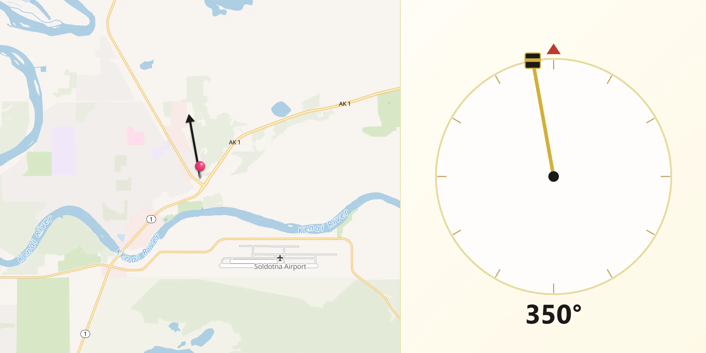 Qibla Direction from Soldotna