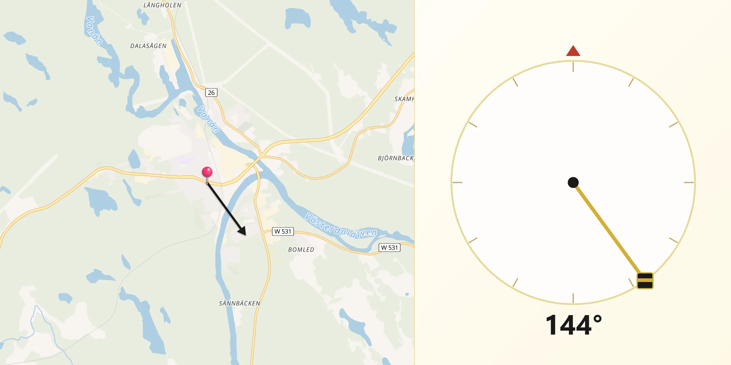 Qibla Riktning från Vansbro