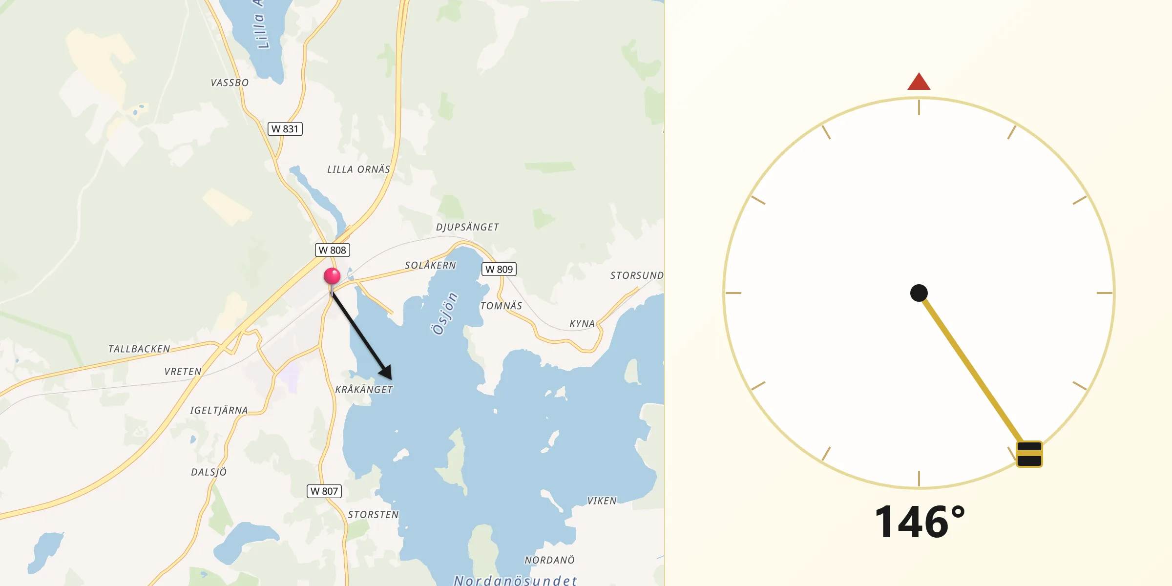 Qibla Riktning från Ornäs