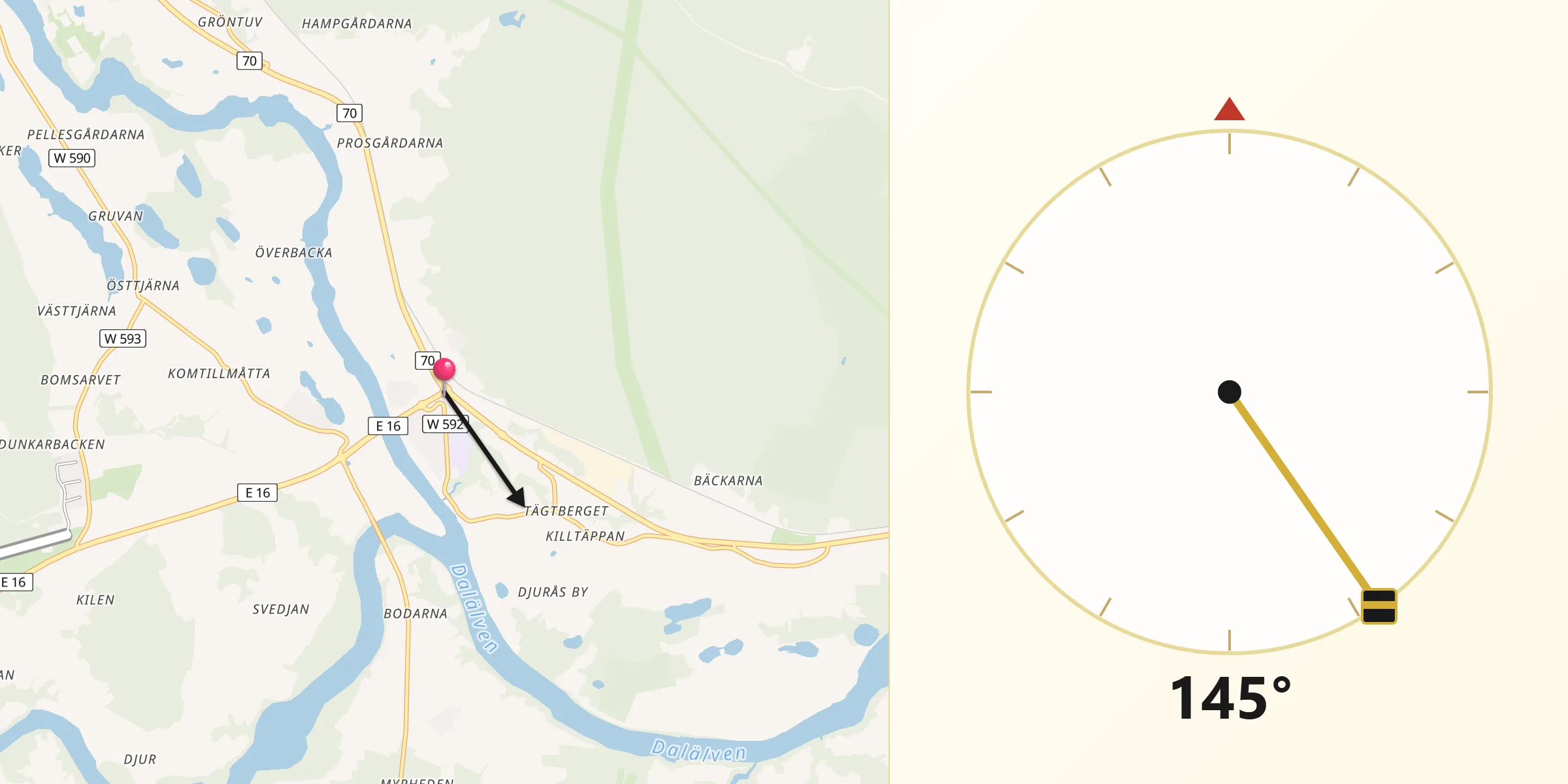 Qibla Riktning från Djurås
