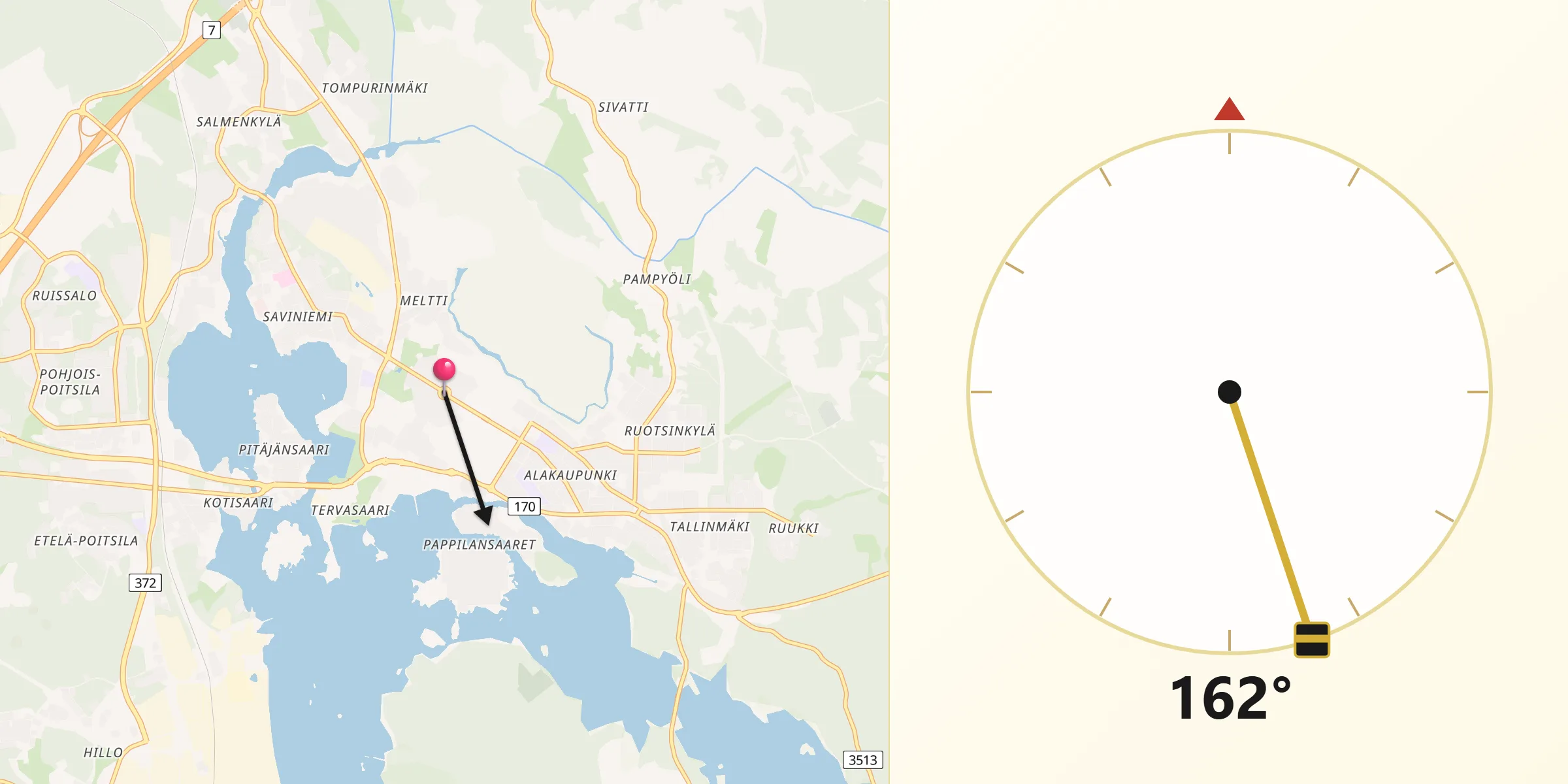 Qibla Riktning från Fredrikshamn