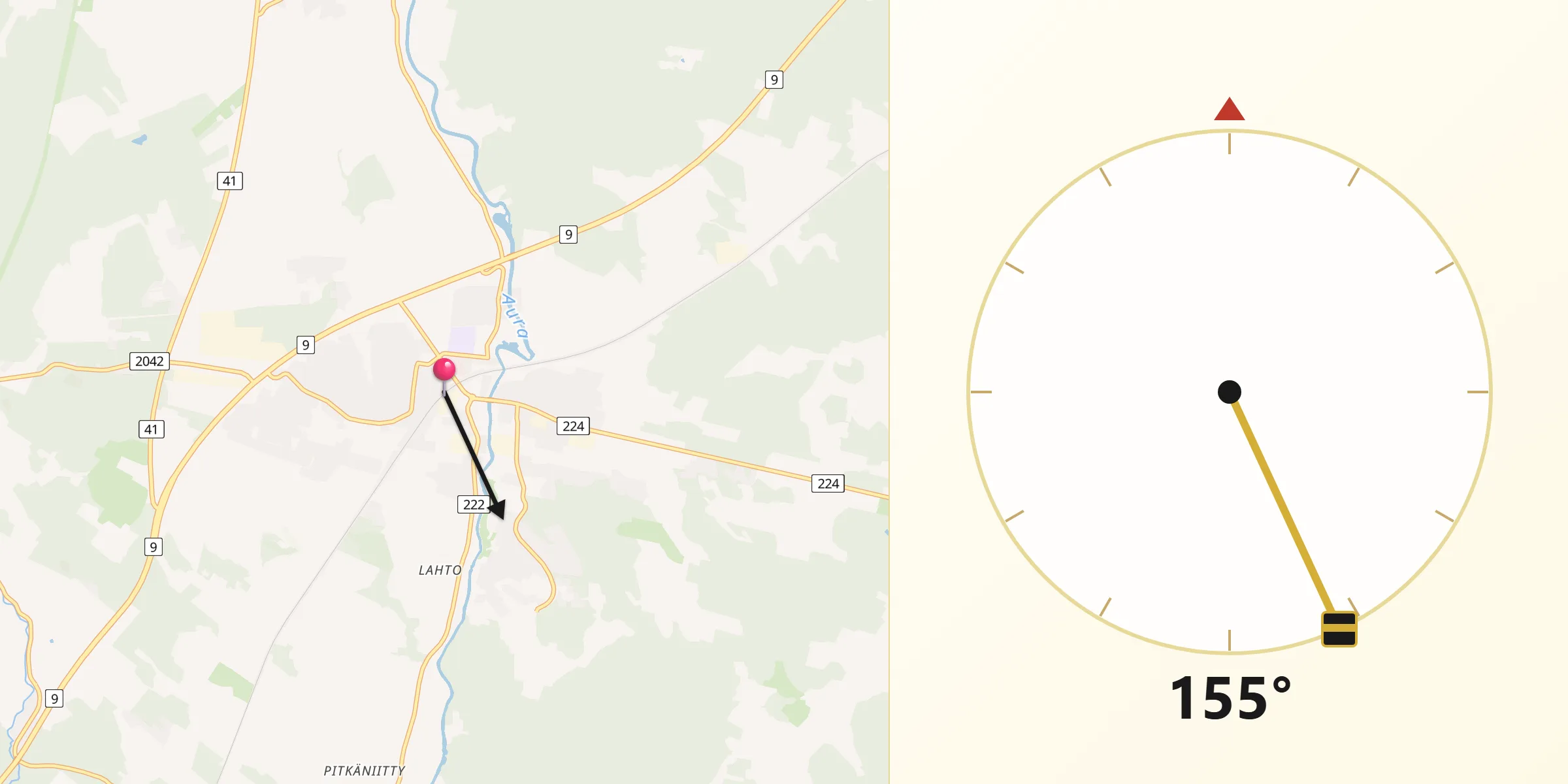 Qibla Riktning från Aura