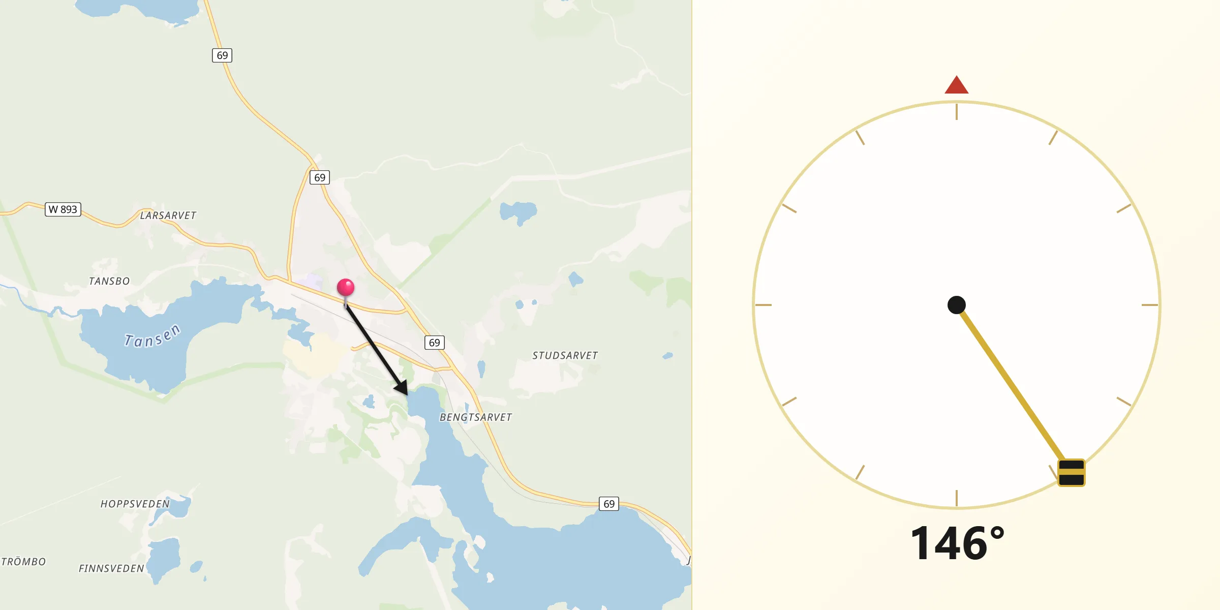 Qibla Riktning från Grycksbo