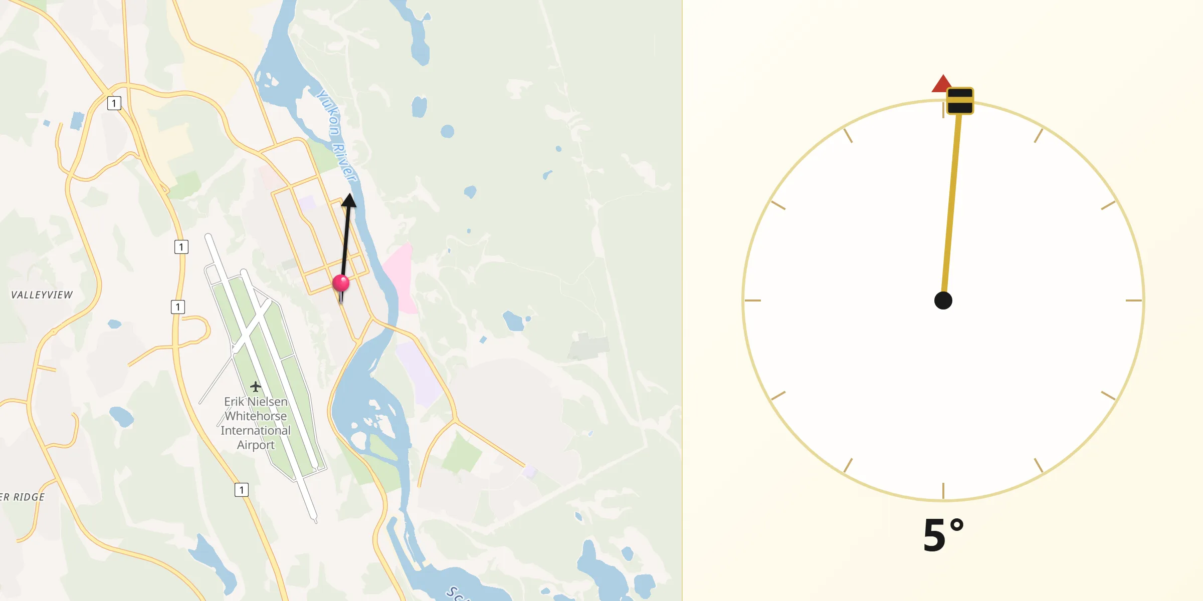 Qibla Direction from Whitehorse