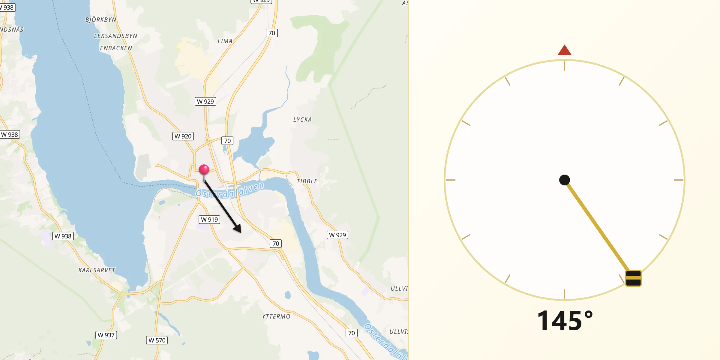 Qibla Riktning från Leksand