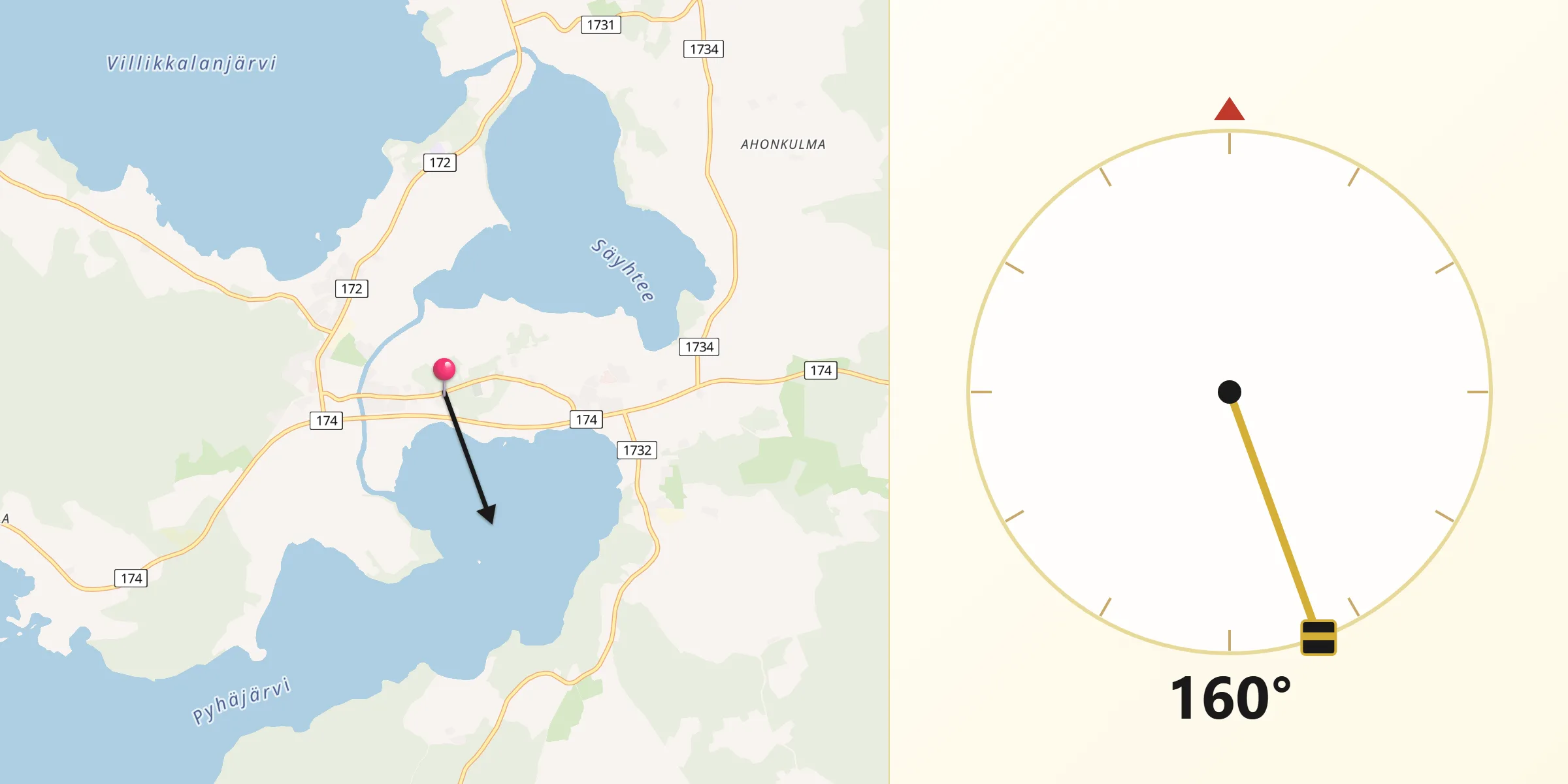 Qibla Riktning från Artjärvi
