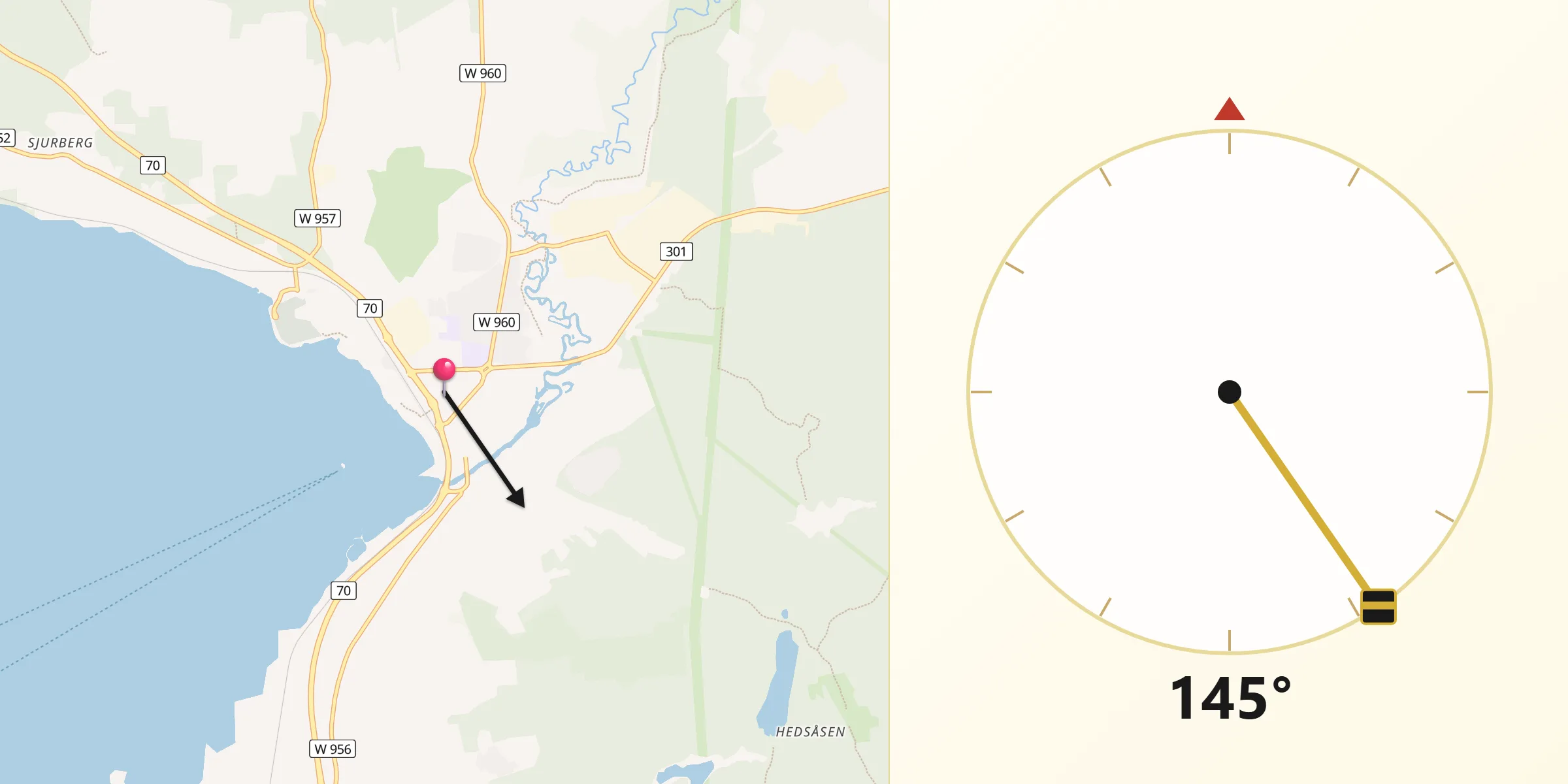 Qibla Riktning från Rättvik