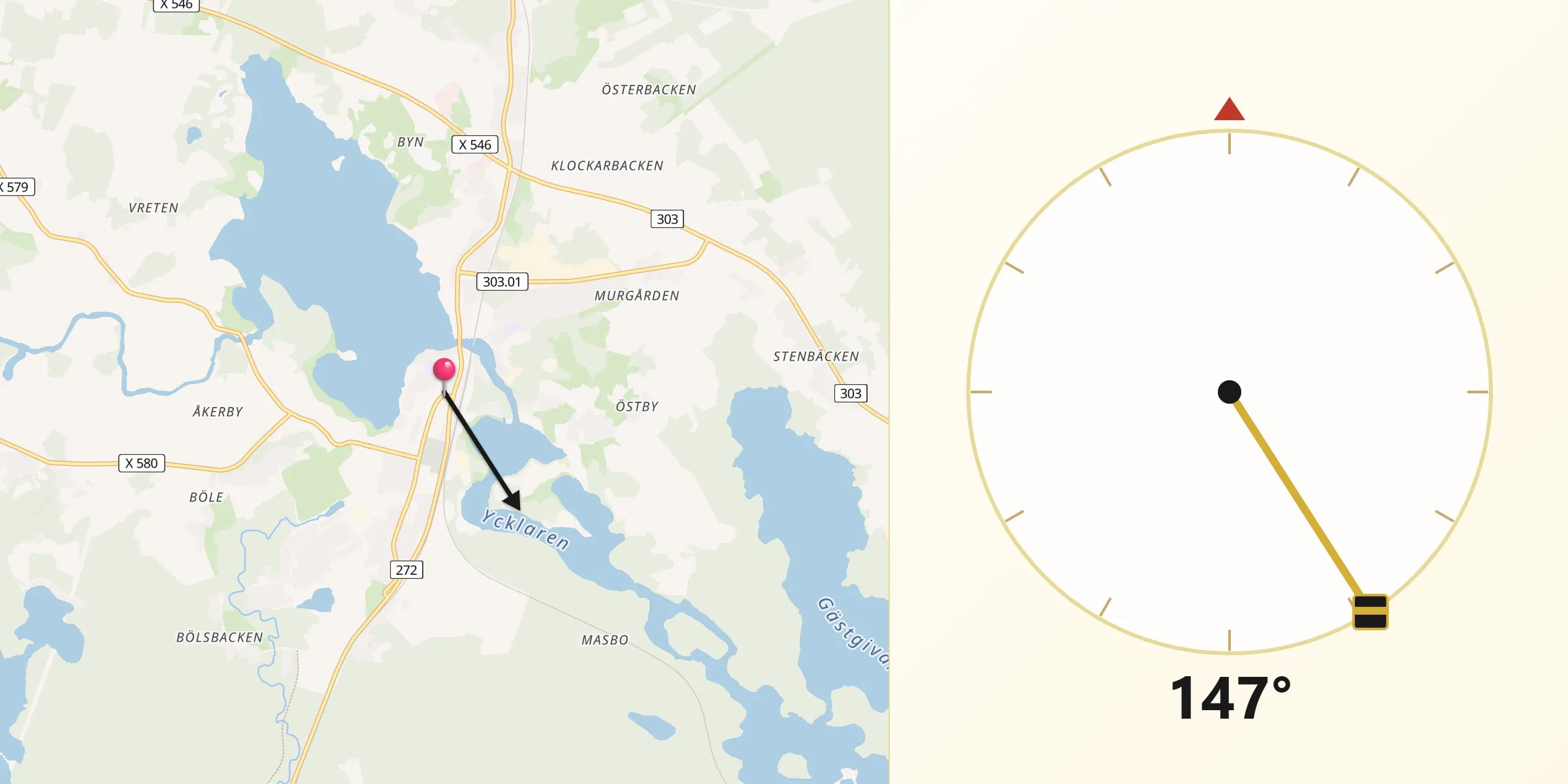 Qibla Riktning från Ockelbo