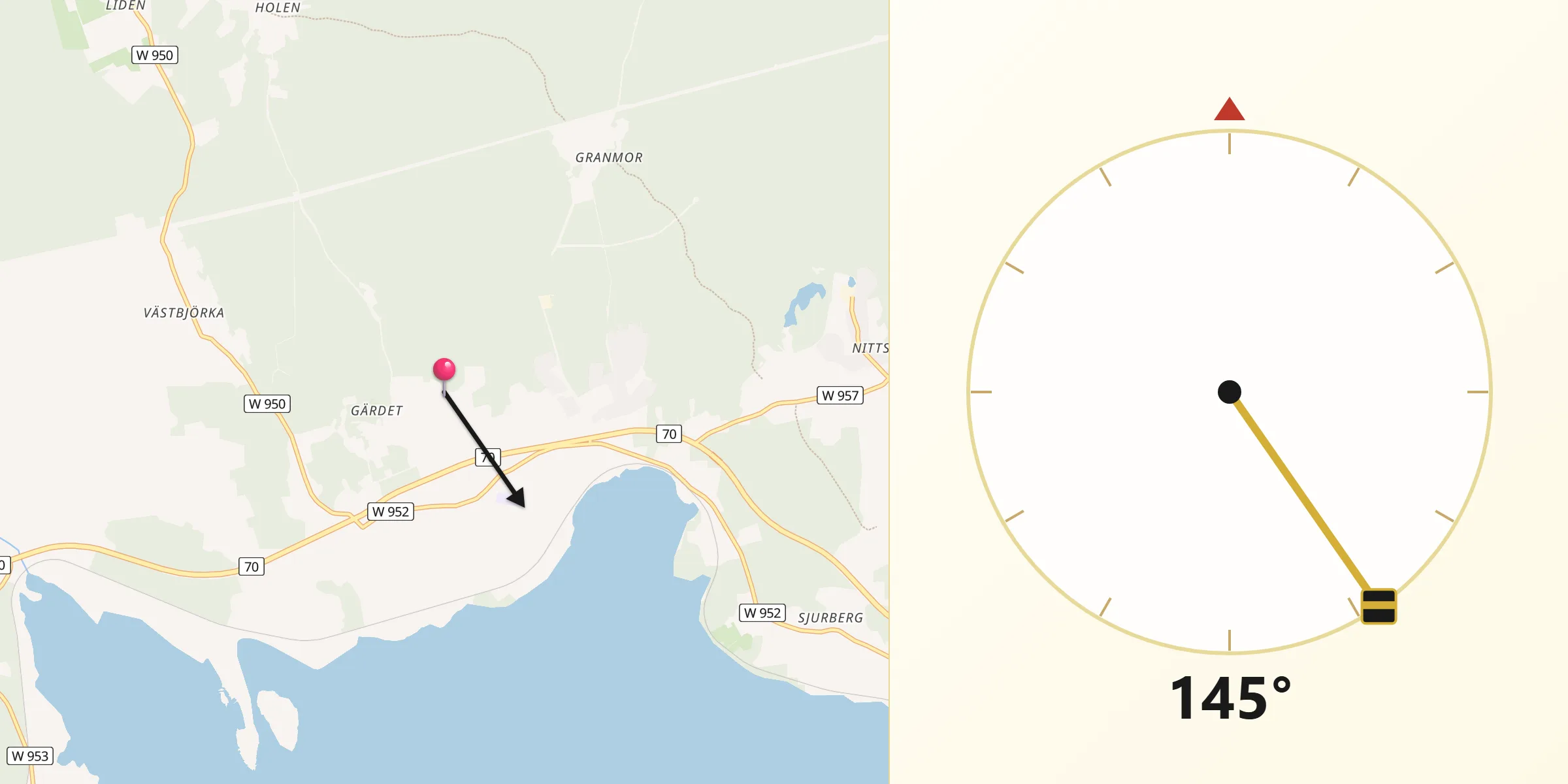 Qibla Riktning från Vikarbyn