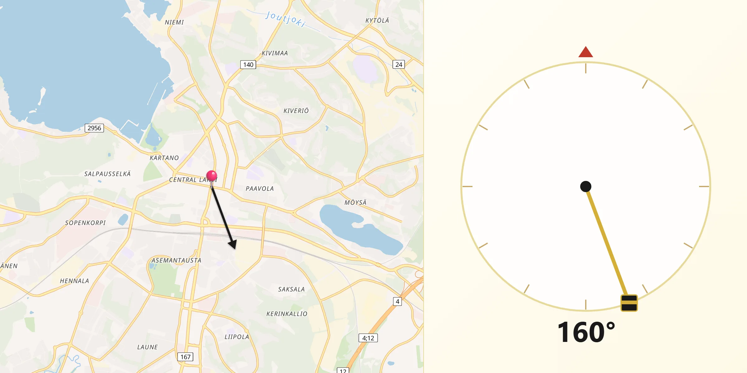 Qibla Riktning från Lahtis