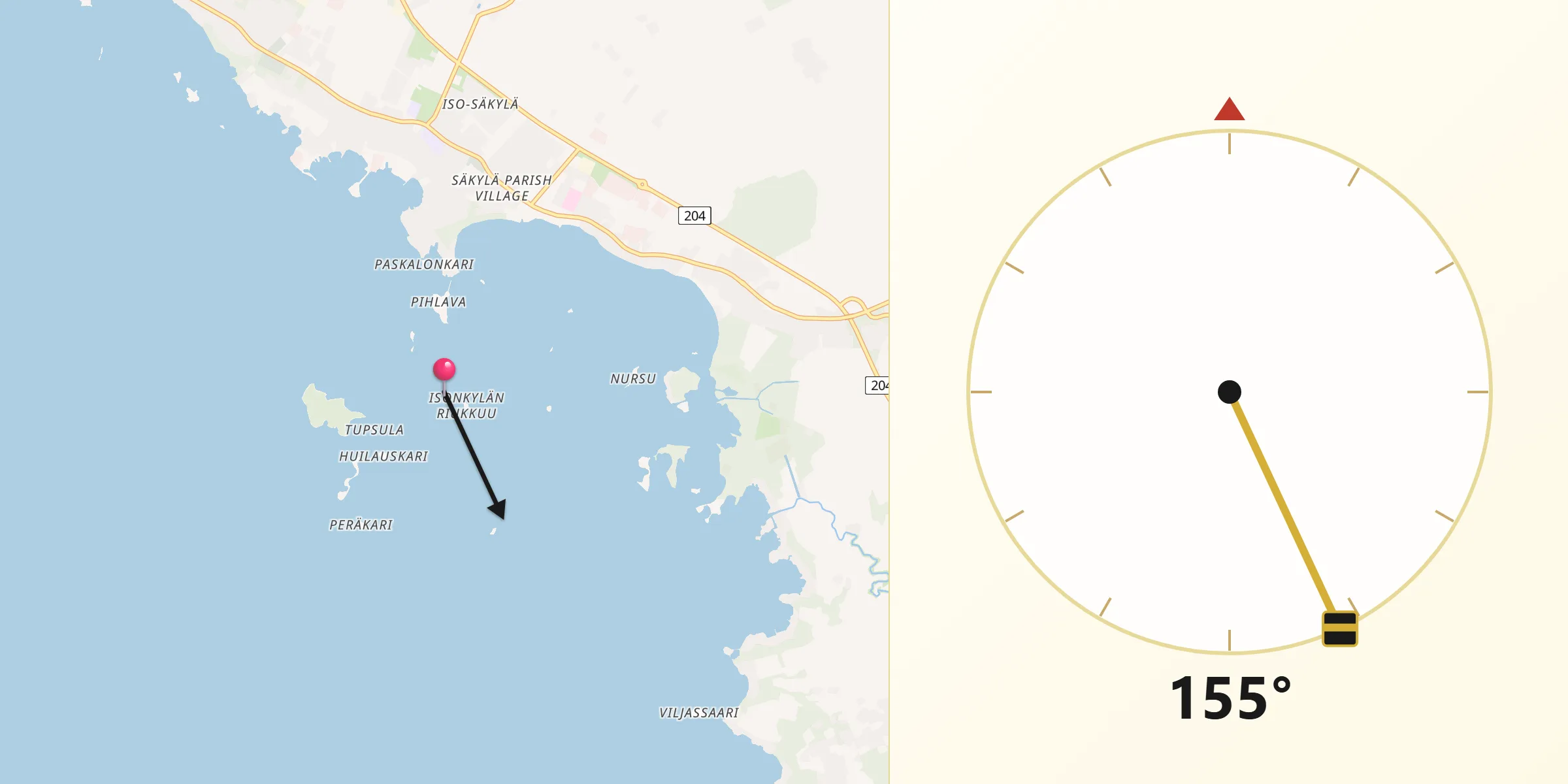 Qibla Riktning från Säkylä