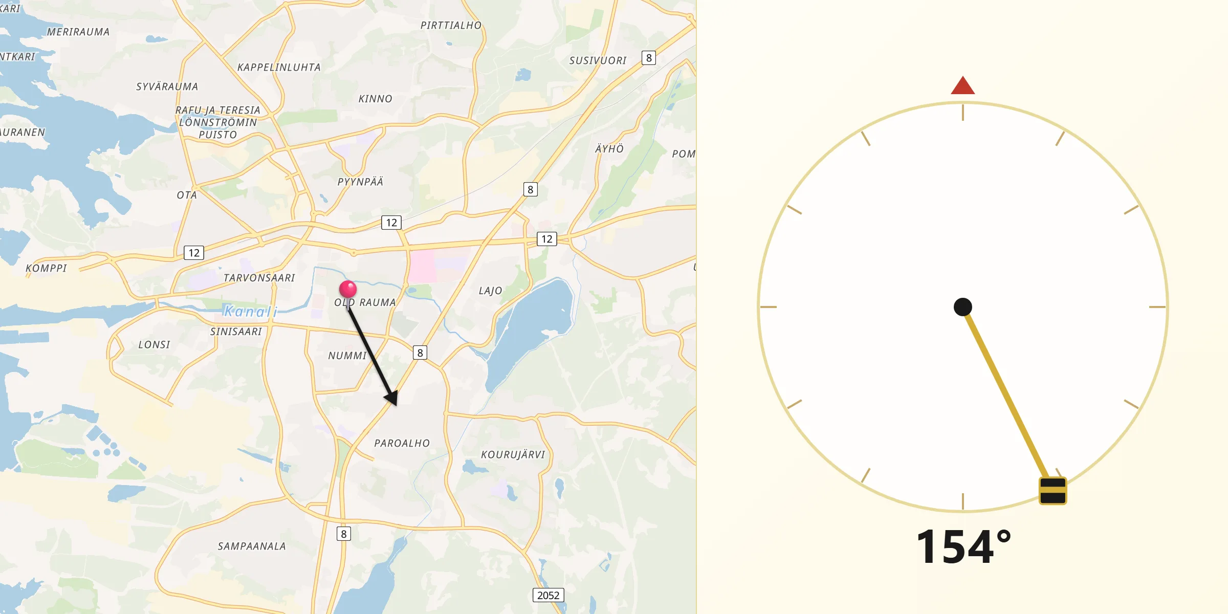Qibla Riktning från Raumo