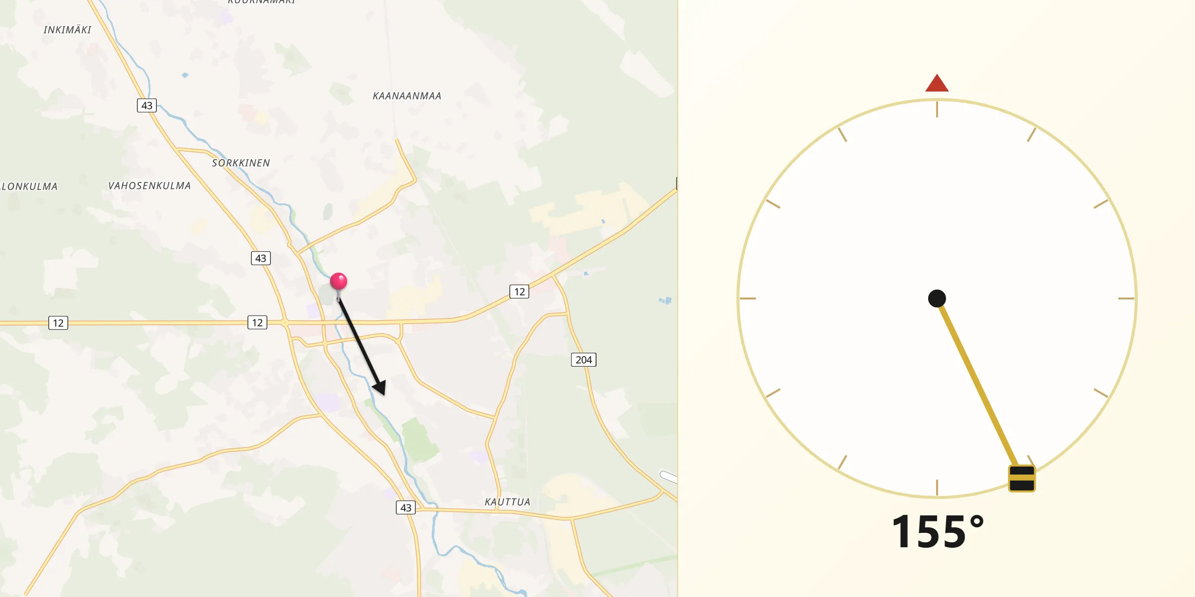 Qibla Riktning från Eura
