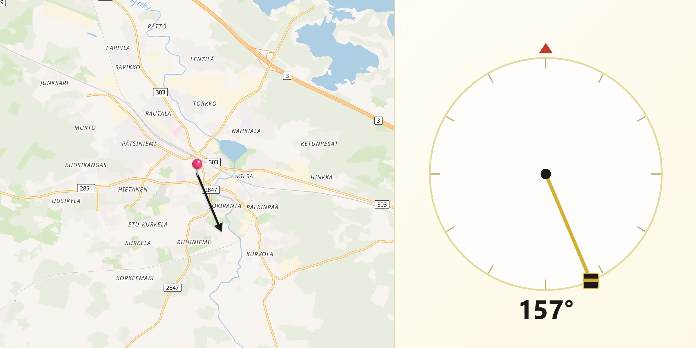 Qibla Riktning från Akaa
