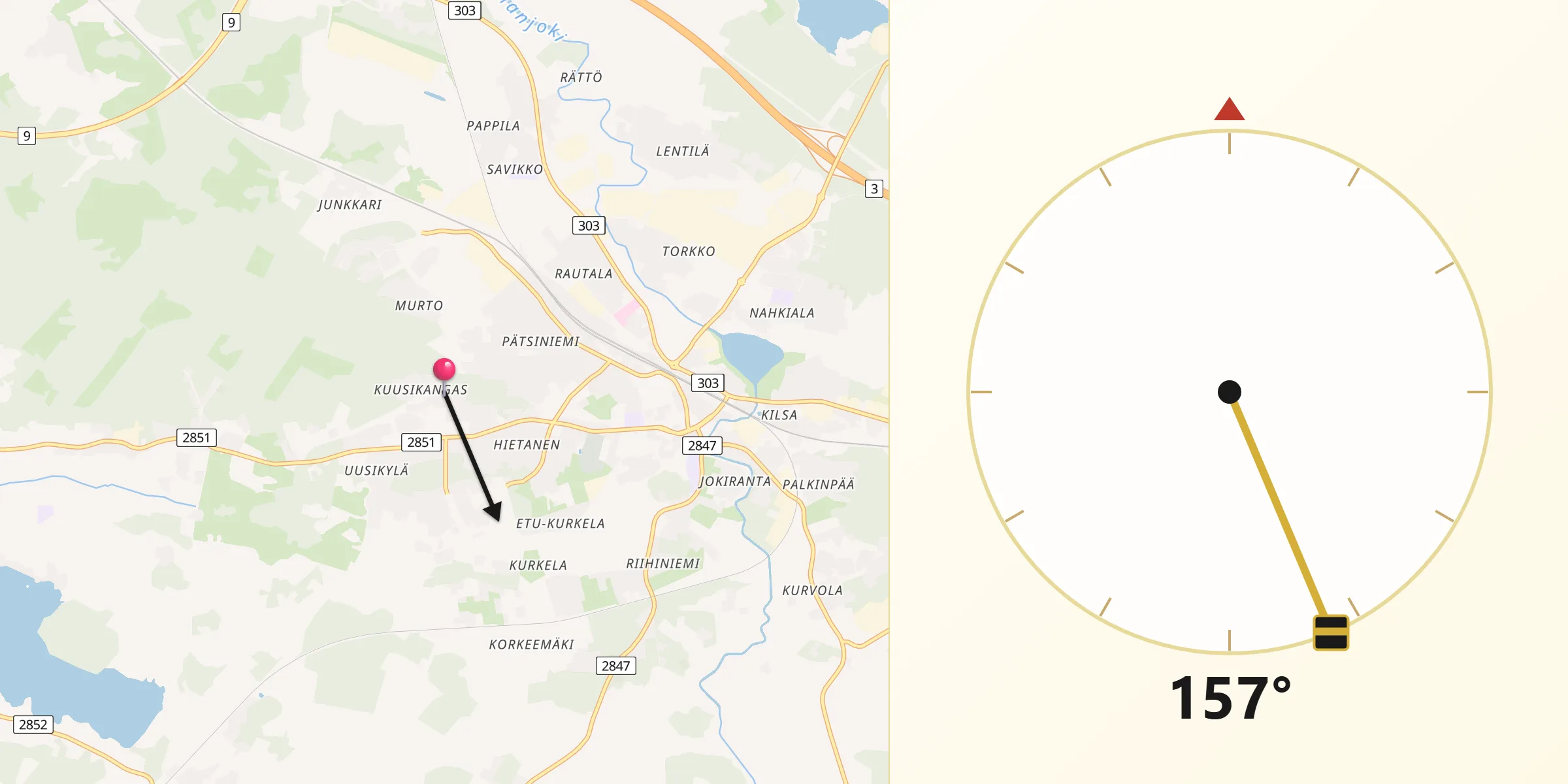 Qibla Riktning från Toijala